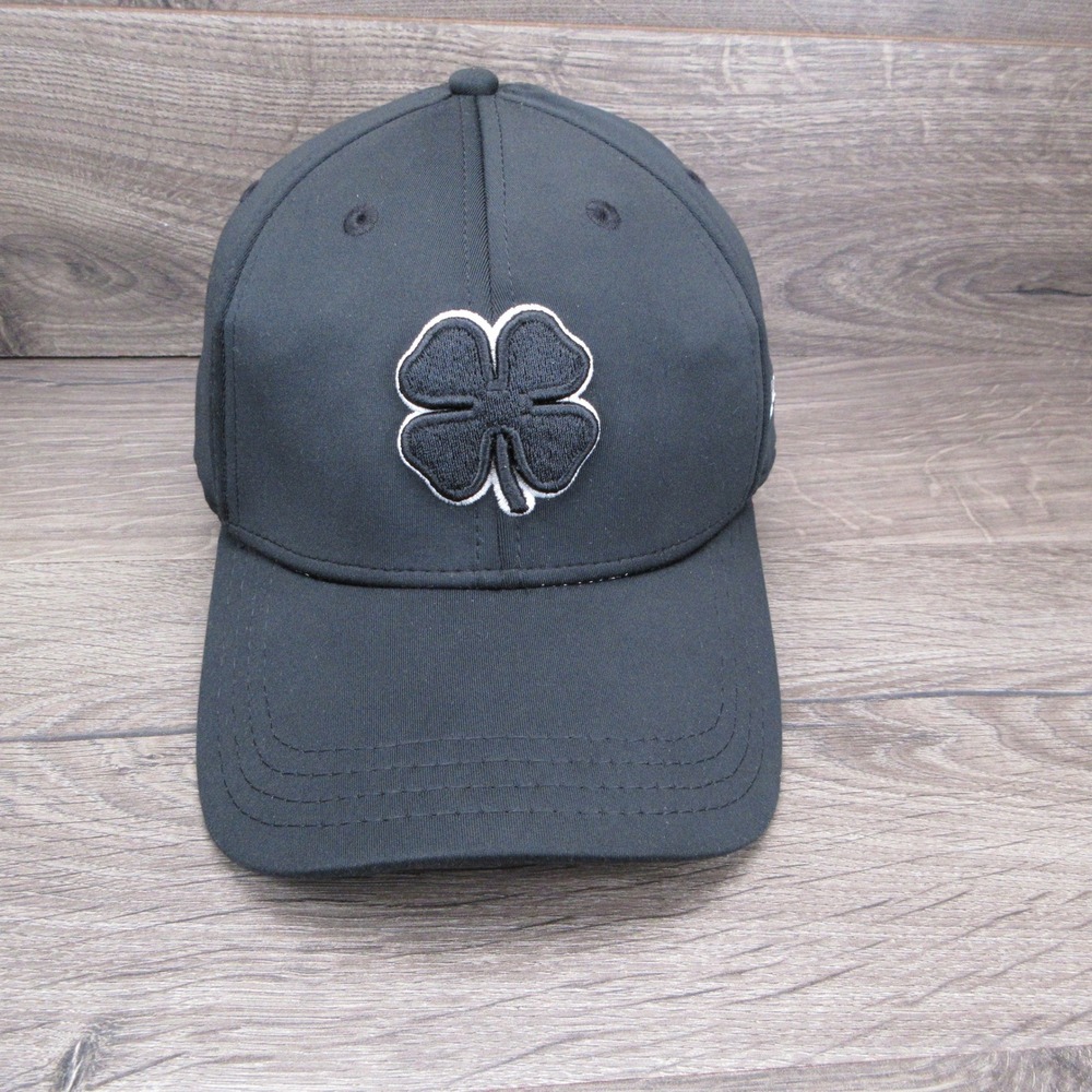 Black Clover Hat Cap Mens Fitted L/XL Black Live Lucky Golf Athletic Lifestyle